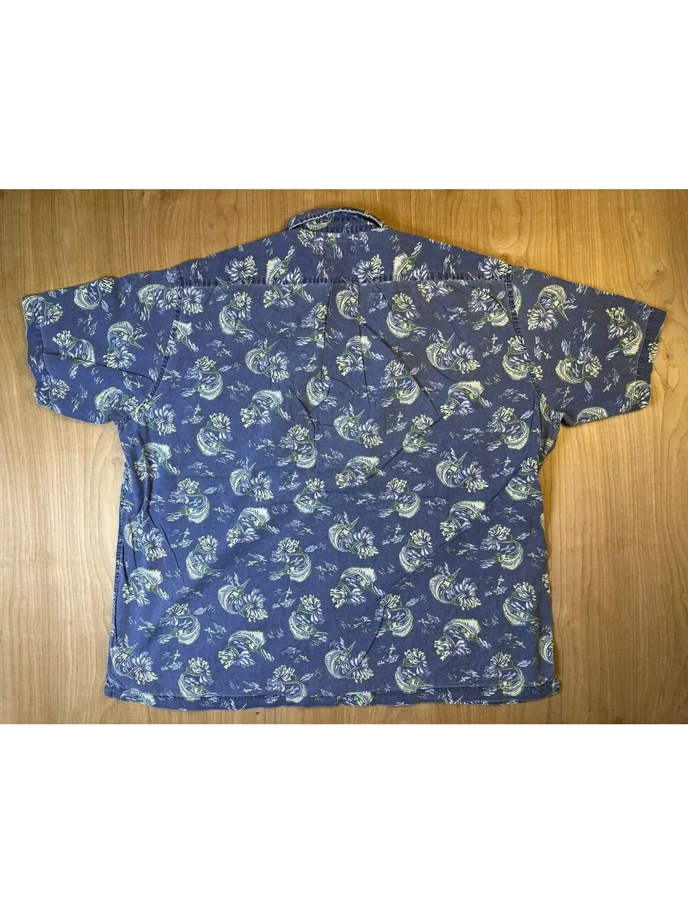 Vintage 90s Jcrew marlin fish button up shirt 100% cotton large fishing tropical